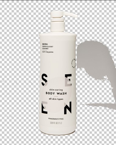 Featuring a clear bottle with a minimalist design, background removed for emphasis.