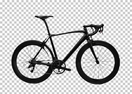 A black bicycle displayed on a transparent background, demonstrating how to deselect a selection in Photoshop.