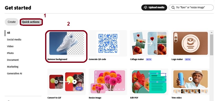 Removing backgrounds using Adobe Express
