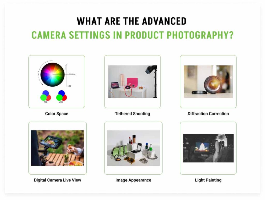Advance camera settings for product photography - Infographic