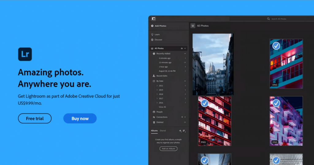 Adobe Lightroom - photo retouching app