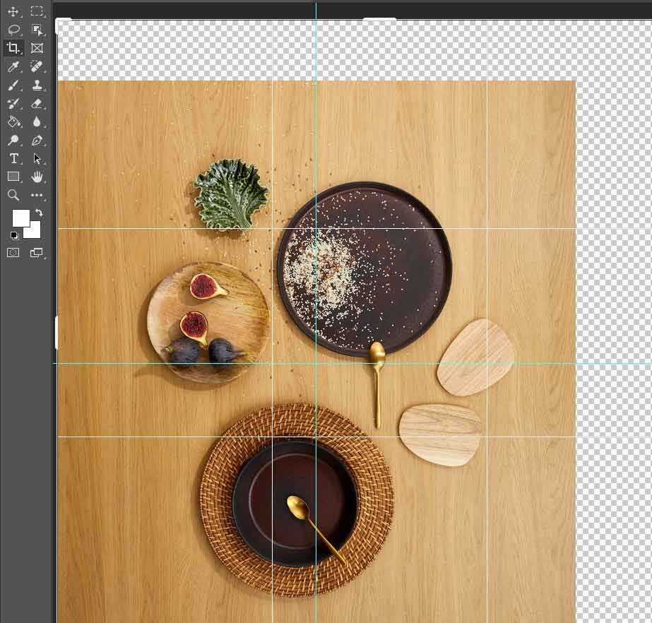 creenshot showing how to use the Crop tool to extend the canvas in an image editor.