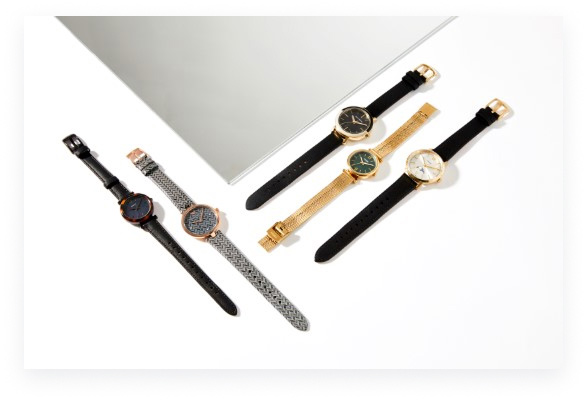 Flat lay photography of a watch