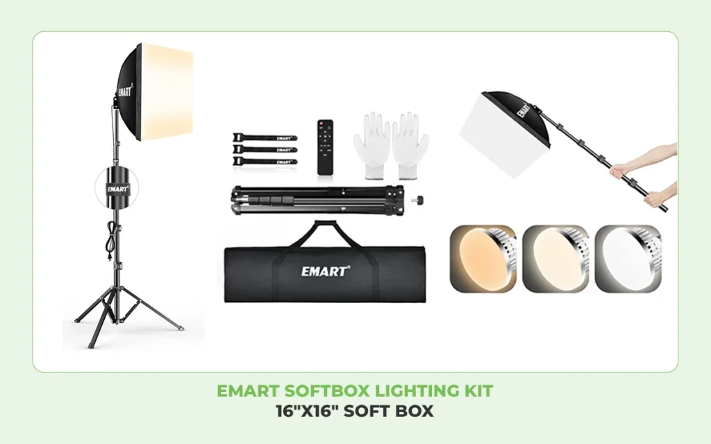 EMART Softbox Lighting Kit, 16"X16" Soft Box