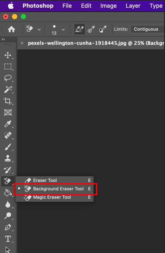 Select the Background Eraser Tool
