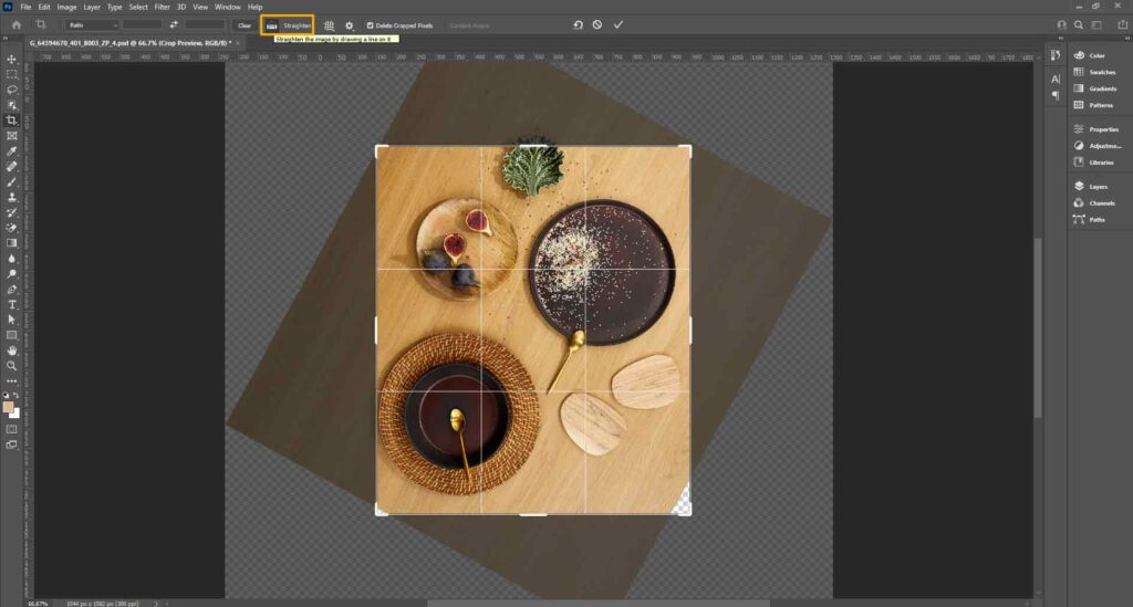Cropped and straightened food image showing improved composition and alignment of the dish.