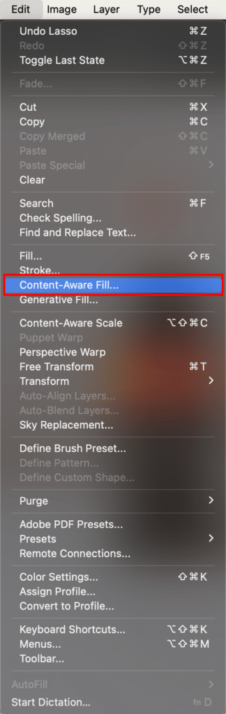 Access Content-Aware Fill