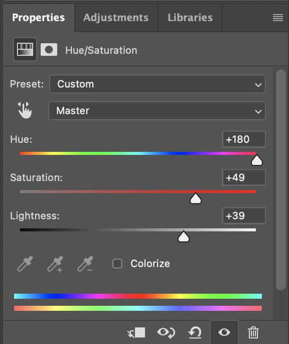 Adjust hue saturation and lightness