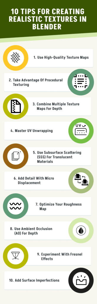 10 Tips for Creating Realistic Textures in Blender - Infographic