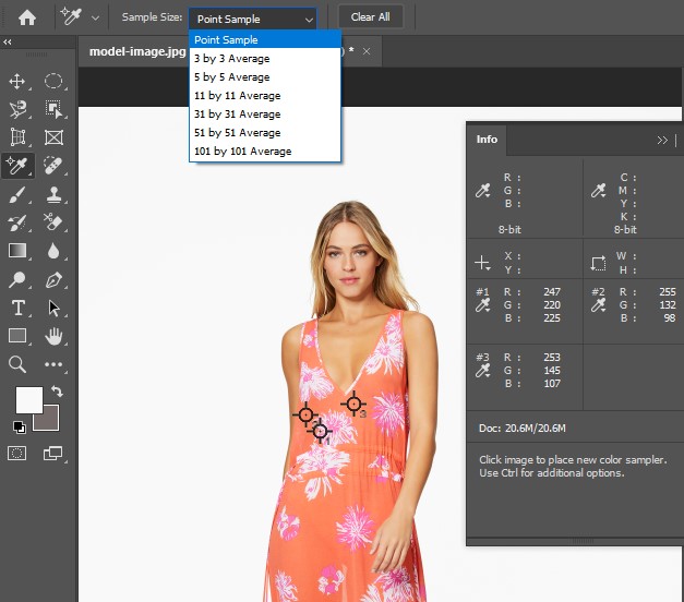 Color Sampler Tool in Photoshop used for precise color correction and consistency.