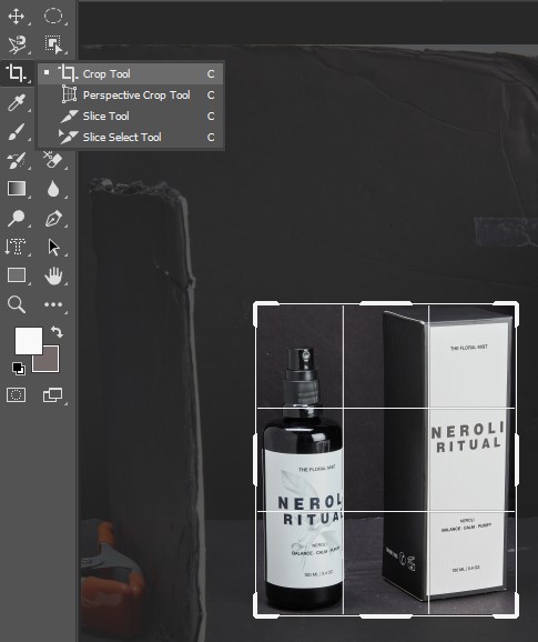 Screenshot of Adobe Photoshop showing the Crop Tool.
