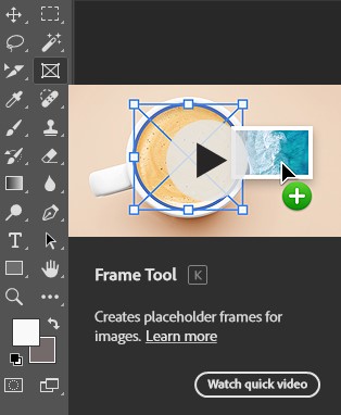 The Frame Tool in Photoshop used for easy image placeholders.
