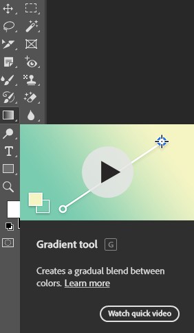 Screenshot of Adobe Photoshop featuring the Gradient Tool.
