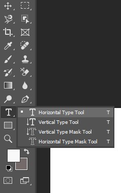 The Photoshop Horizontal Type Tool enables precise text creation and formatting.