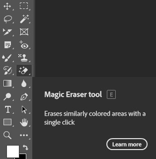 Screenshot of the Magic Eraser Tool in Adobe Photoshop.