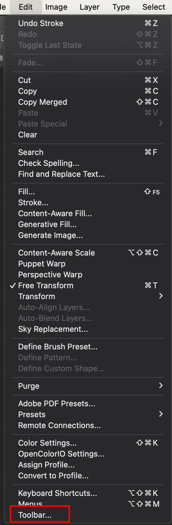 Image of the app store settings menu, showcasing options for customizing the toolbar on Windows and Mac systems.