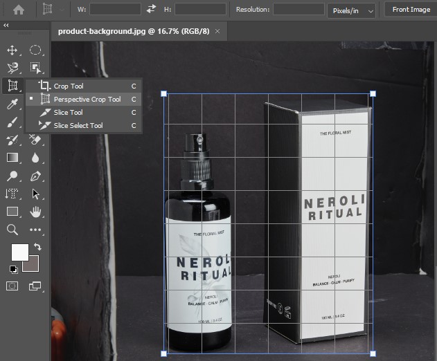 Image of a perspective crop tool interface, showcasing options for adjusting image perspective and alignment.