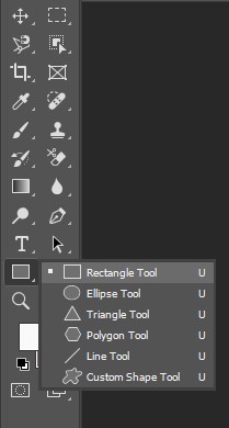 Image of the Photoshop Rectangle Tool icon, featuring a rectangular shape.