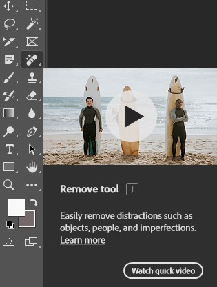 Image showing the use of a remove tool for eliminating unwanted objects from a photo.