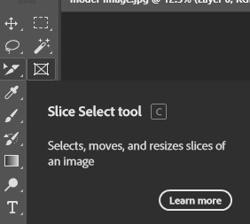 Using the Slice Select Tool in Photoshop for web design slices.