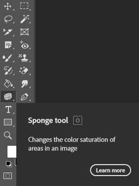 Image of the Photoshop Sponge Tool, a feature used to adjust color saturation in images.