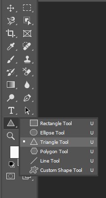 Triangle Tool in Photoshop interface, showcasing its icon and options for creating triangular shapes.