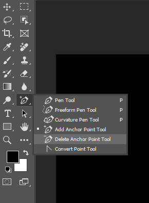  A visual representation of the Delete Anchor Point Tool featured in Adobe Photoshop's pen tool section.