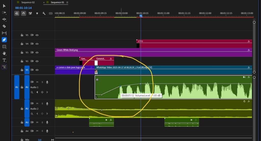 Adding keyframes to the clip