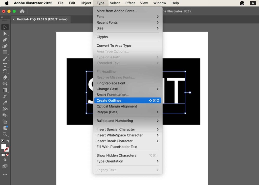 Convert the text to outlines
