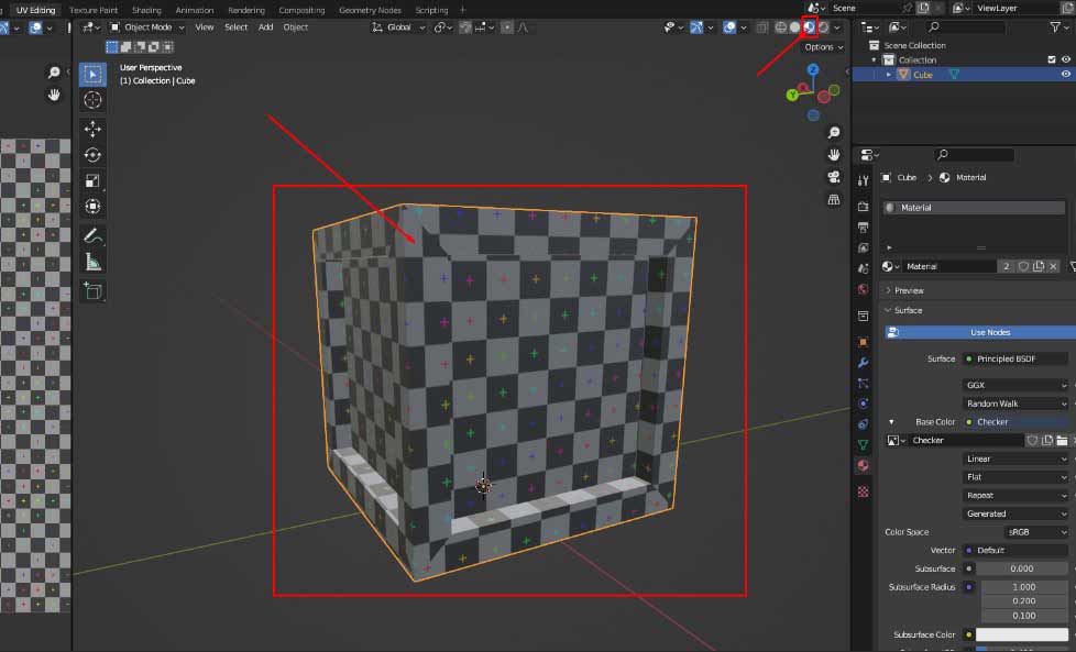 Preview the model with the checker pattern applied