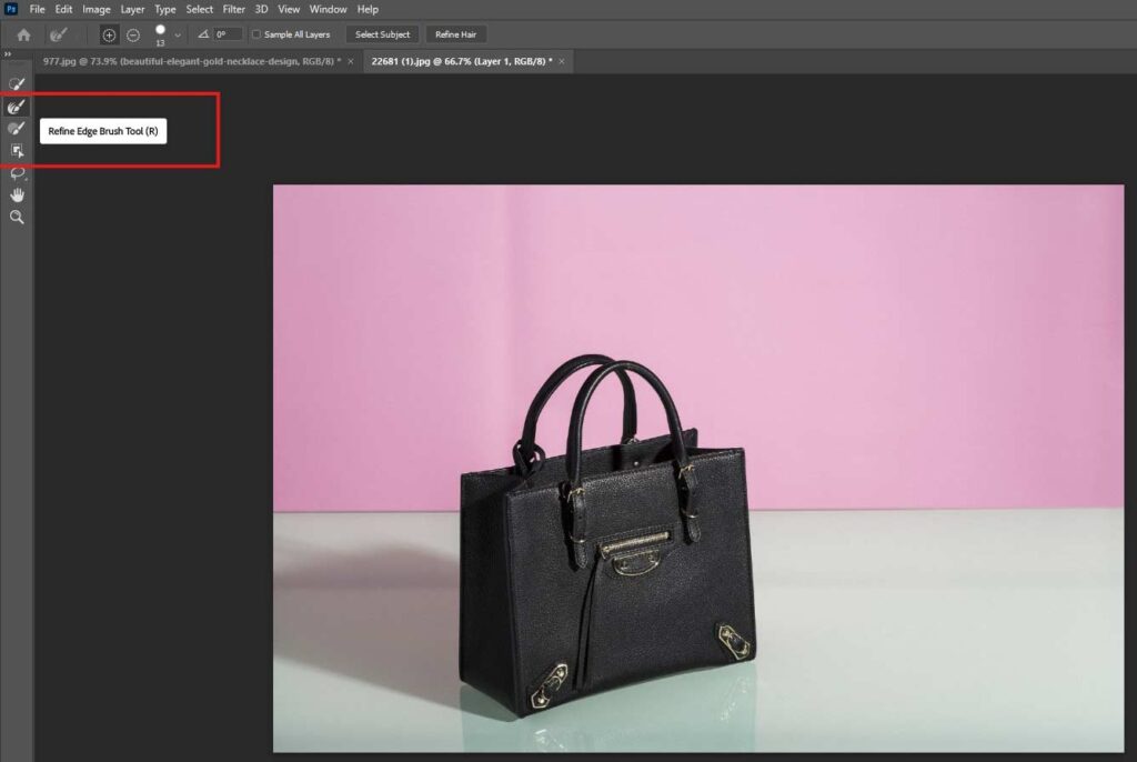 Refine edges brush tool