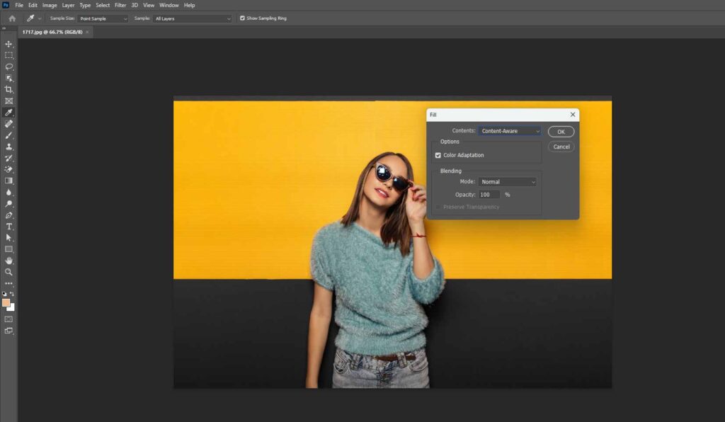 Use Content-aware Fill to Replace the Glare Area
