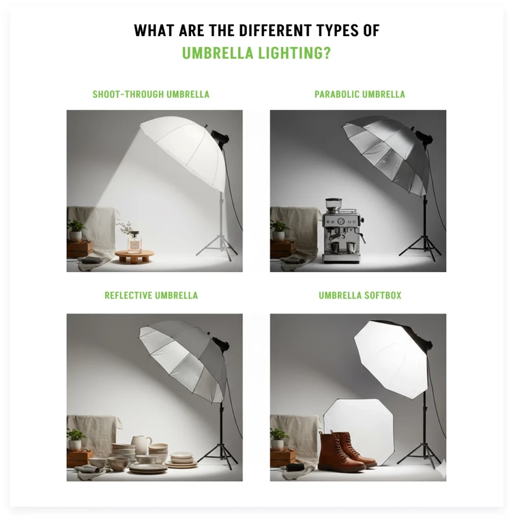 Different types of umbrella lighting