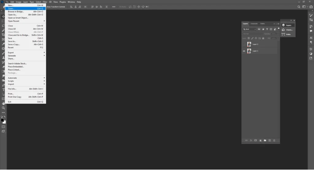 Open the image file in photoshop
