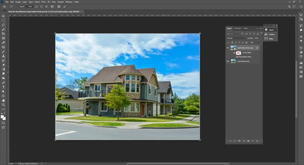 Adjust the image to correct perspective vertically aligned