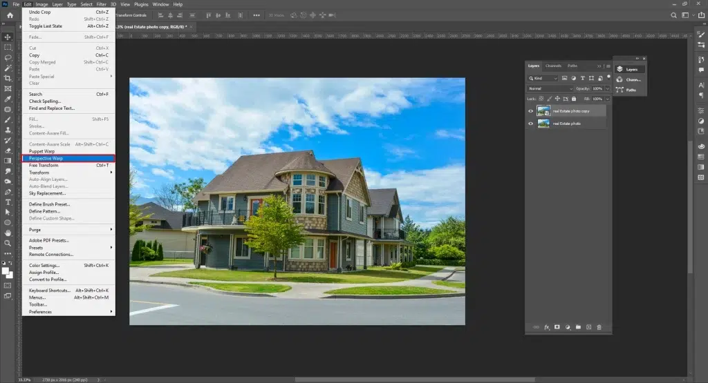 Adjust the image to correct perspective wrap