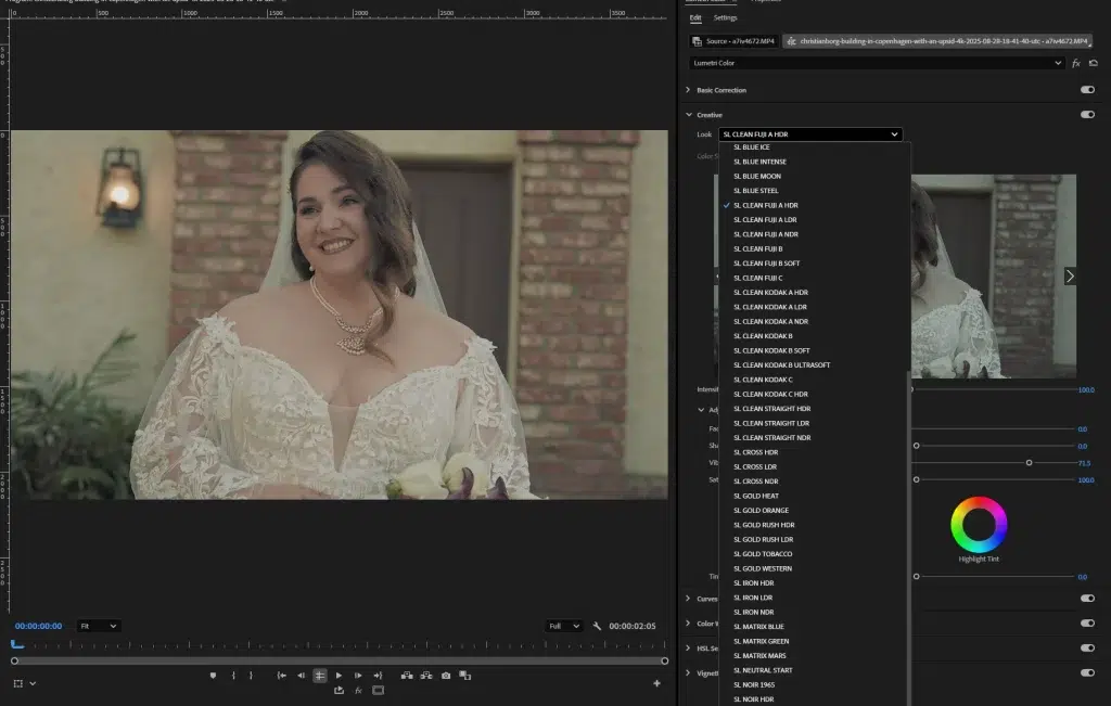 Choose a look theme or mood and use Luts
