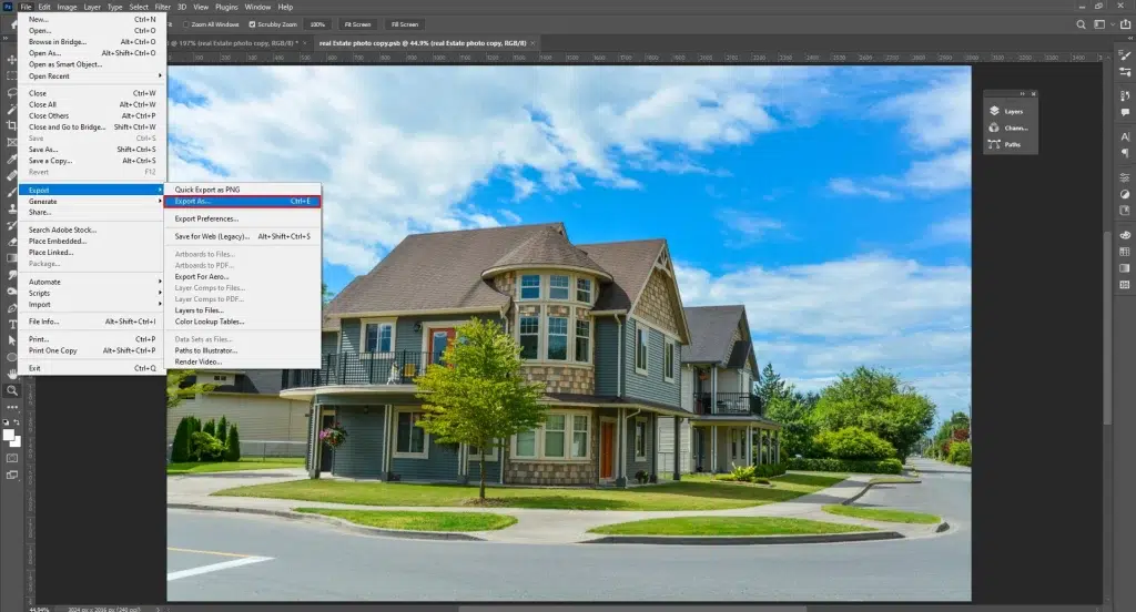 Export the retouched images