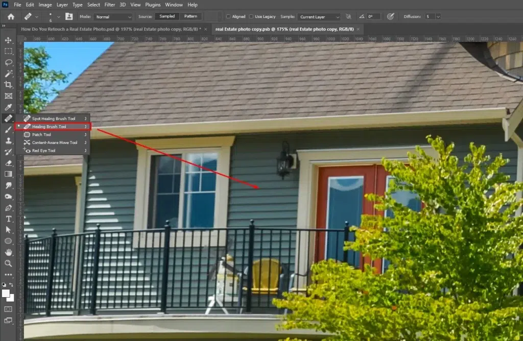 Remove distractions and flaws that hinder the viewer's focus choosing healing brush