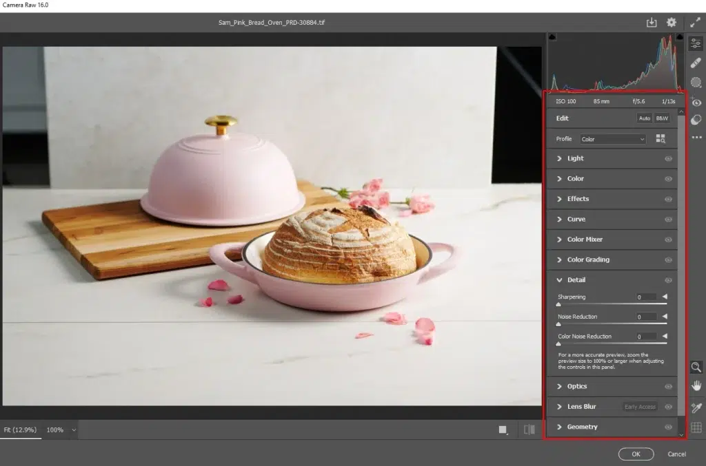 Correct exposure white balance and base colors