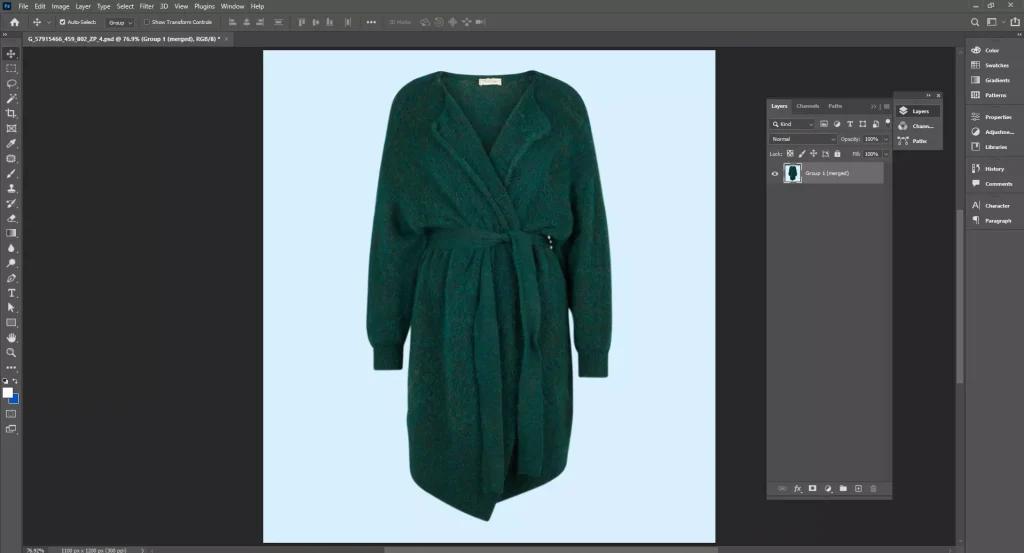 Open photoshop workspace