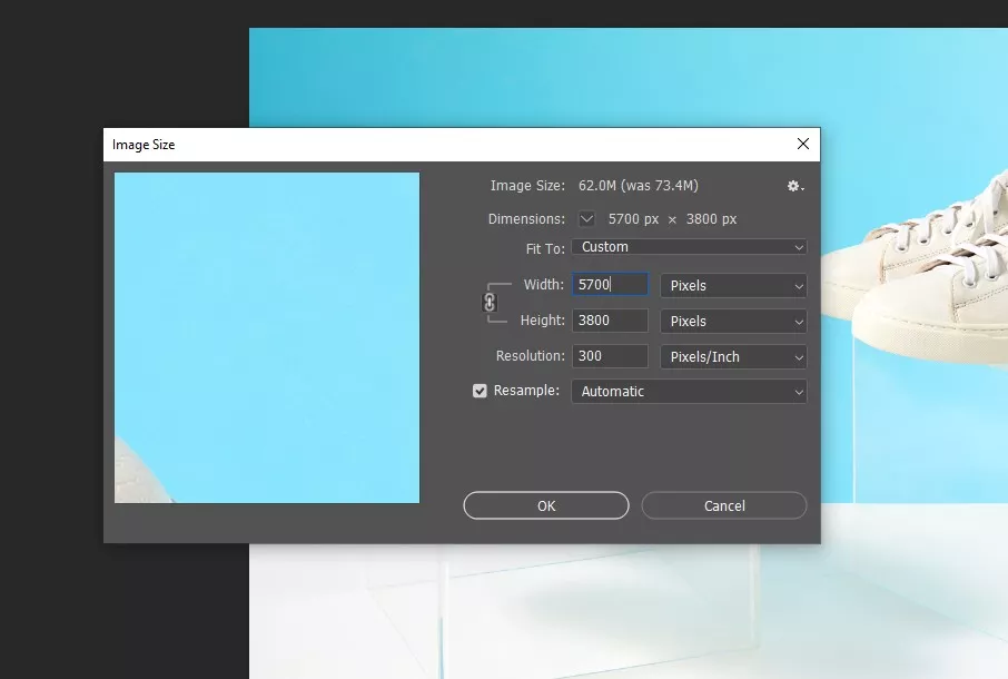 Set the target width or height
