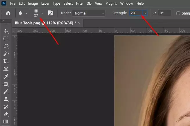 Adjust brush strength