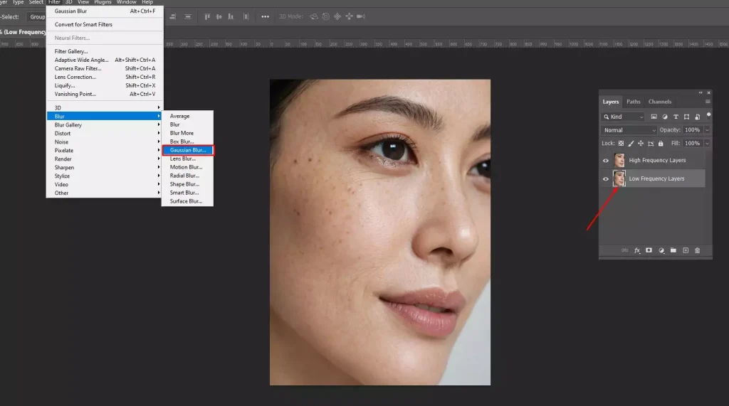 Blur the low frequency layer