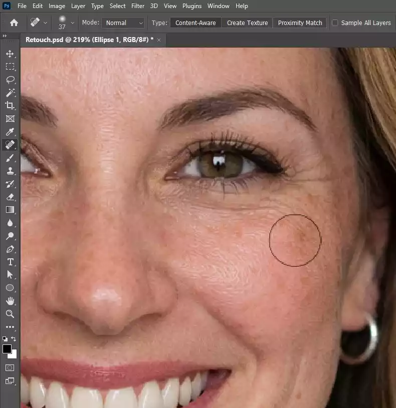 Click or Drag Over the Blemish