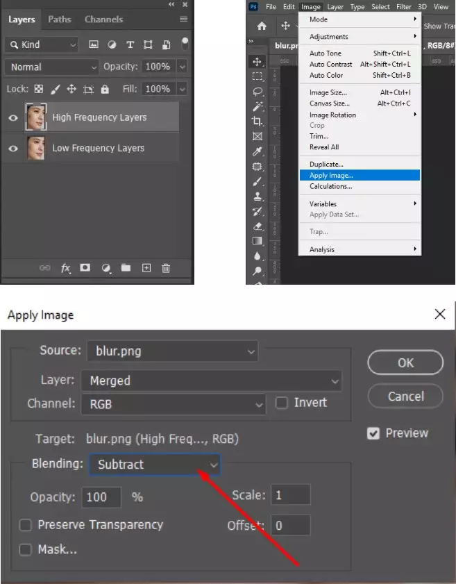Extract texture to the high frequency layer