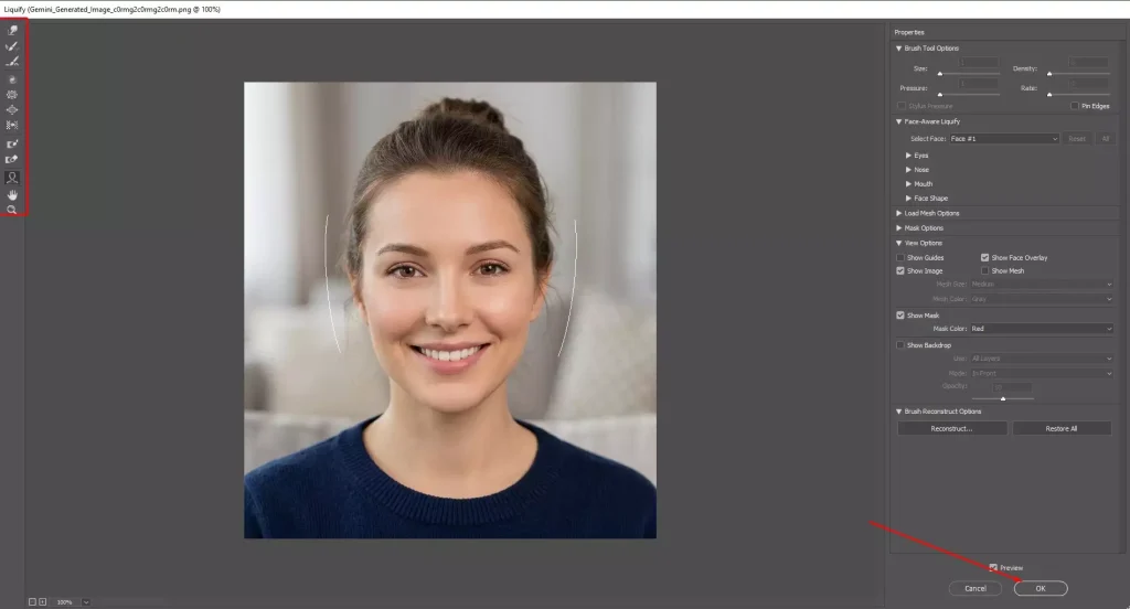 Use face aware controls for precision